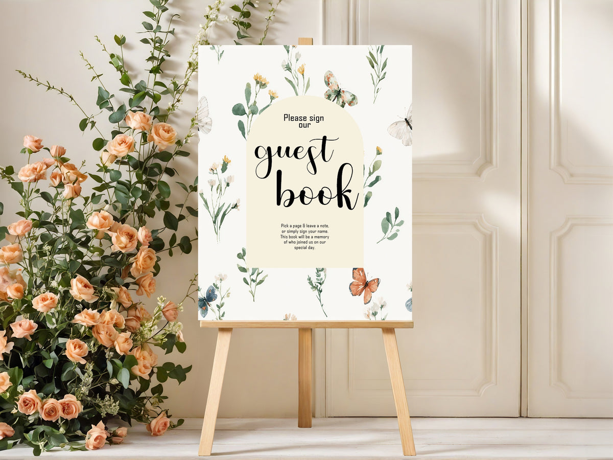 Wildflowers Wedding Guest Book Sign