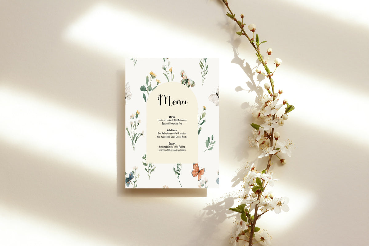 Wildflowers Wedding Menu Cards | Pack of 10