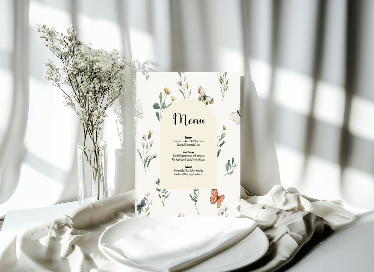 Wildflowers Wedding Menu Cards | Pack of 10