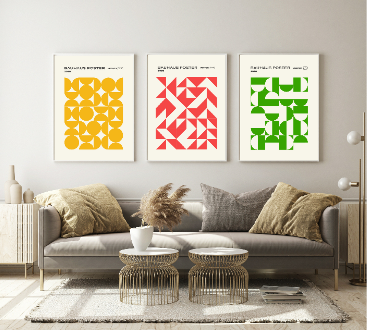 Set Of 4 Bright Bauhaus Inspired Prints | Modern Wall Art