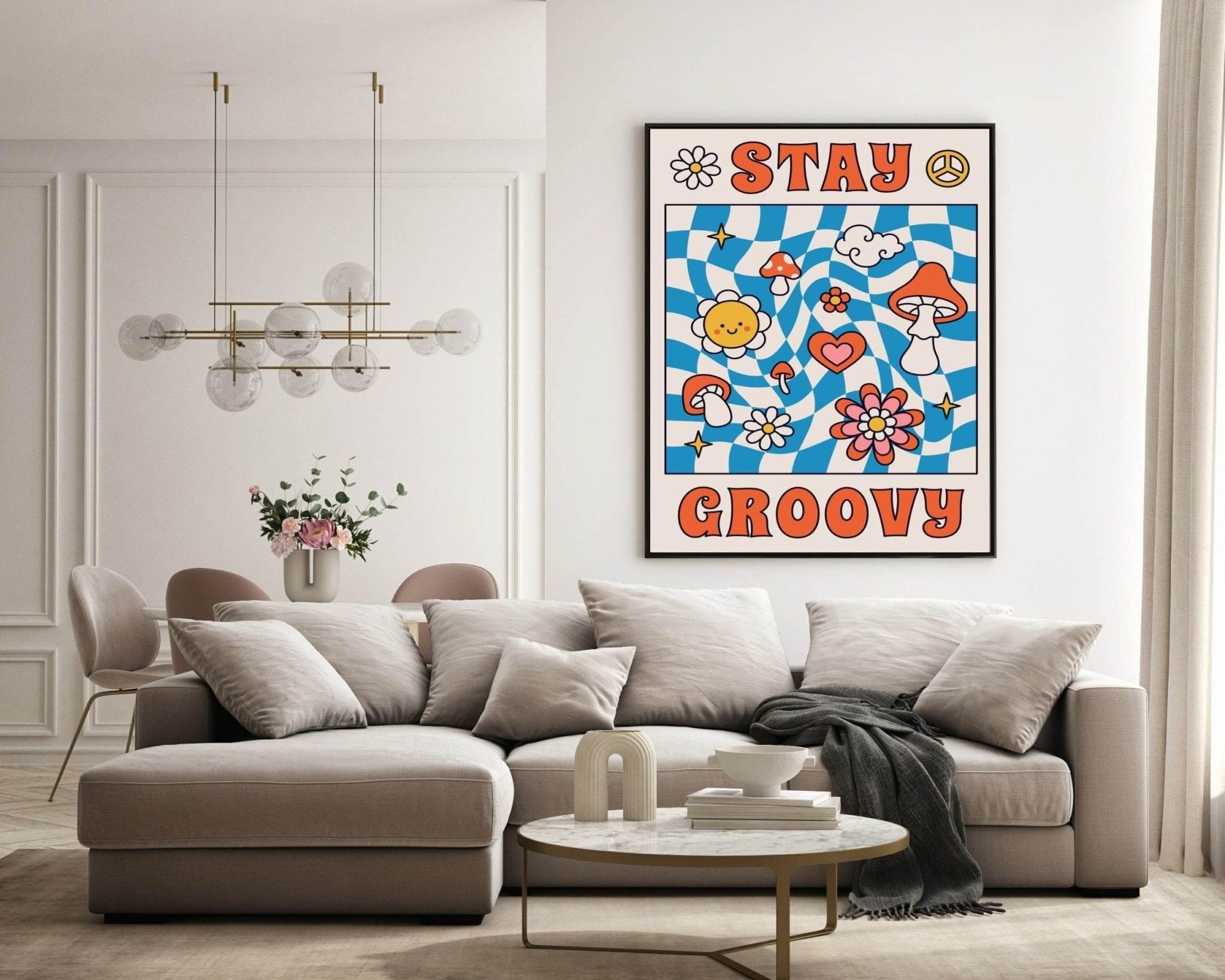 70's Inspired Stay Groovy Print | Fun Bright Wall Art - Larosier Prints