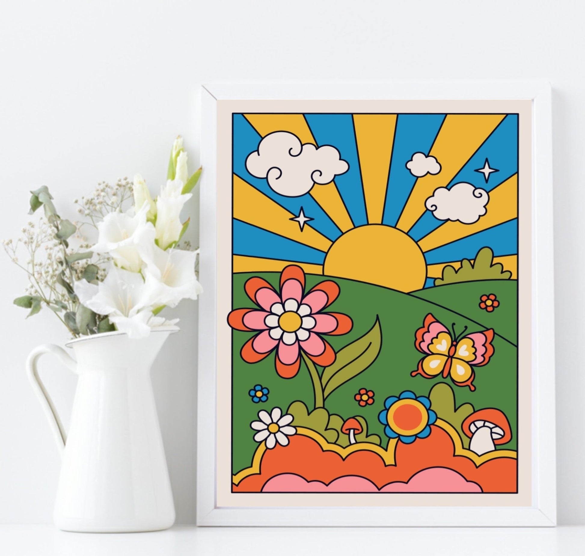 70's Inspired Sunshine Print | Bright Wall Art