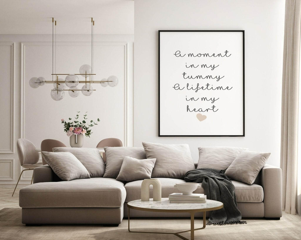 A Moment In My Tummy, A Life Time In My Heart Print | Family Wall Art | Customisable - Larosier Prints
