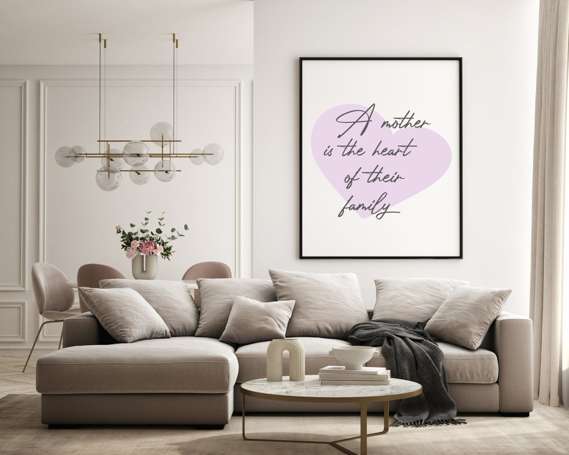 A Mother Is The Heart of Their Family Print | Family Wall Art| Customisable