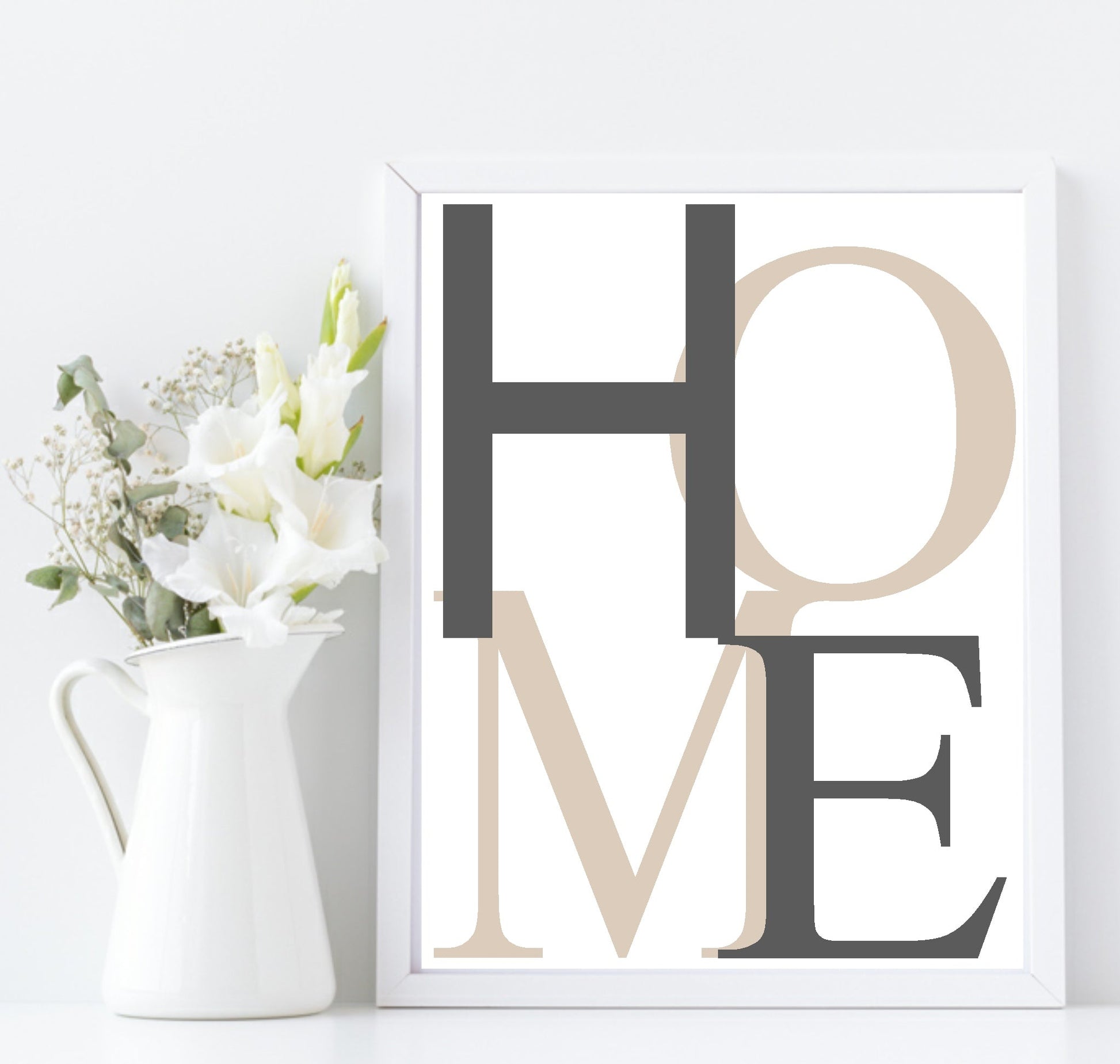 Abstract HOME Print | Beige Wall Art