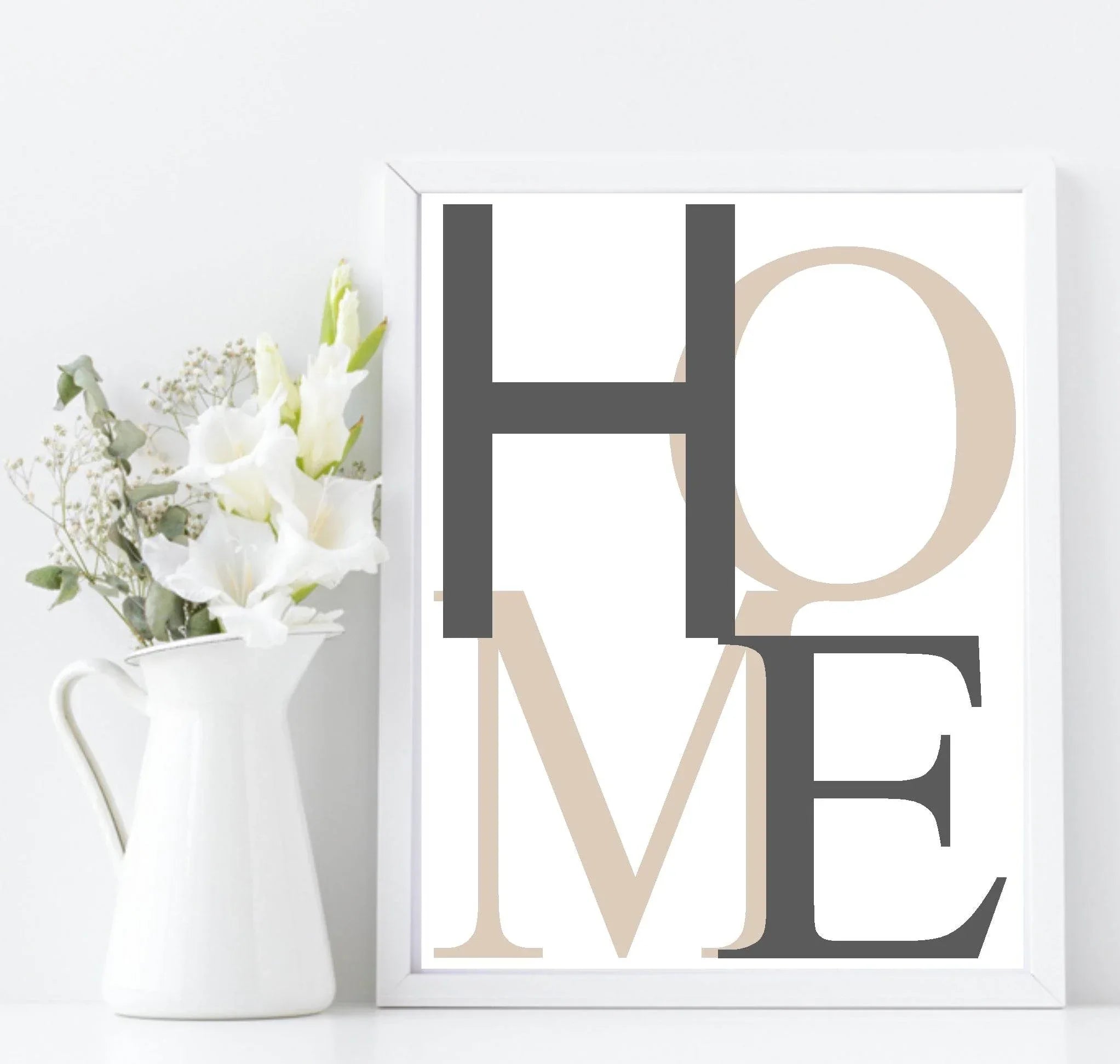 Abstract HOME Print | Beige Wall Art - Larosier Prints
