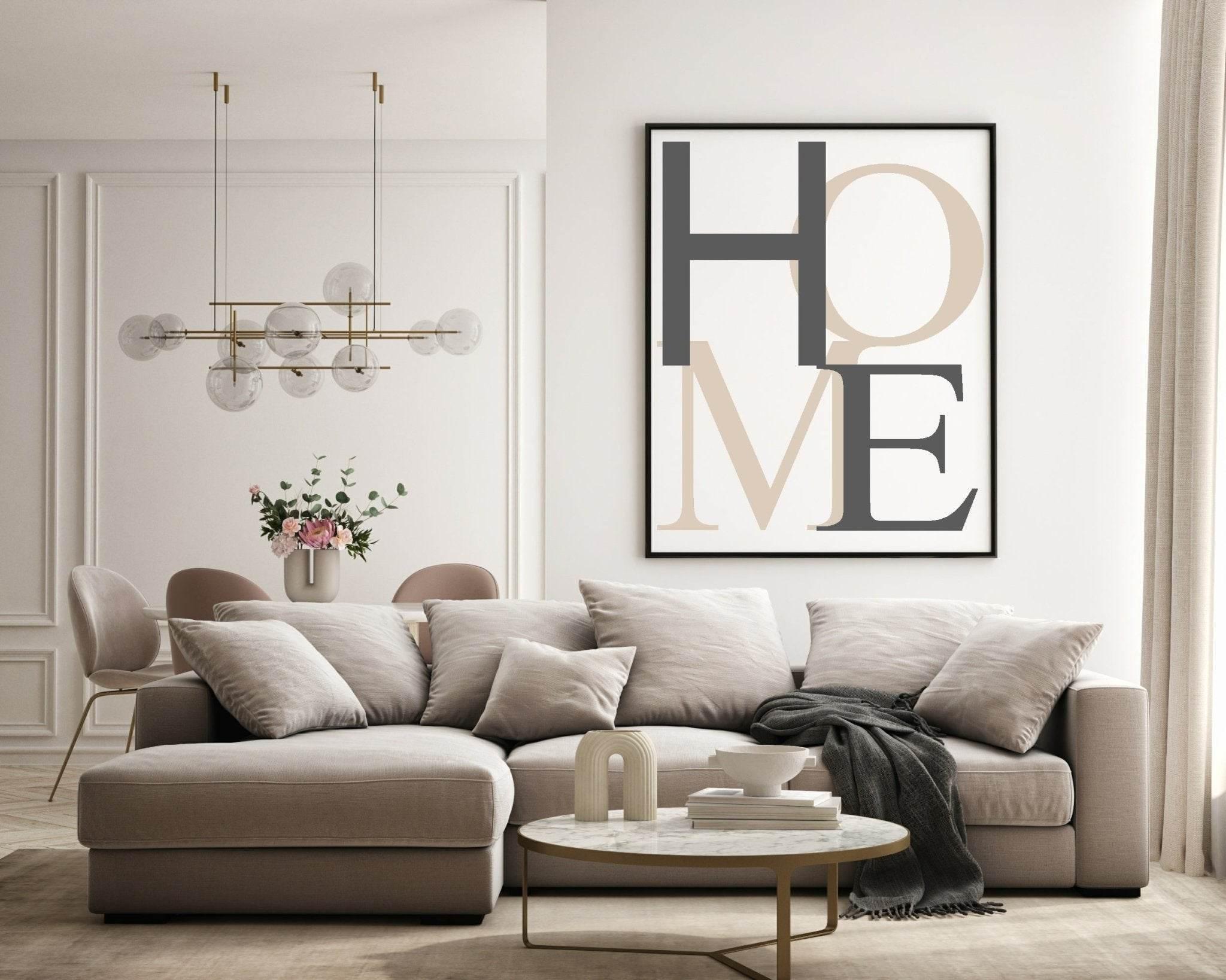 Abstract HOME Print | Beige Wall Art - Larosier Prints