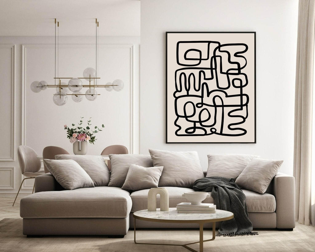 Abstract Maze Print | Monochrome Minimalist Wall Art - Larosier Prints