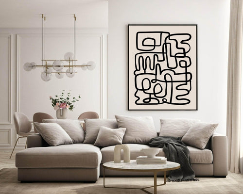 Abstract Maze Print | Monochrome Minimalist Wall Art - Larosier Prints