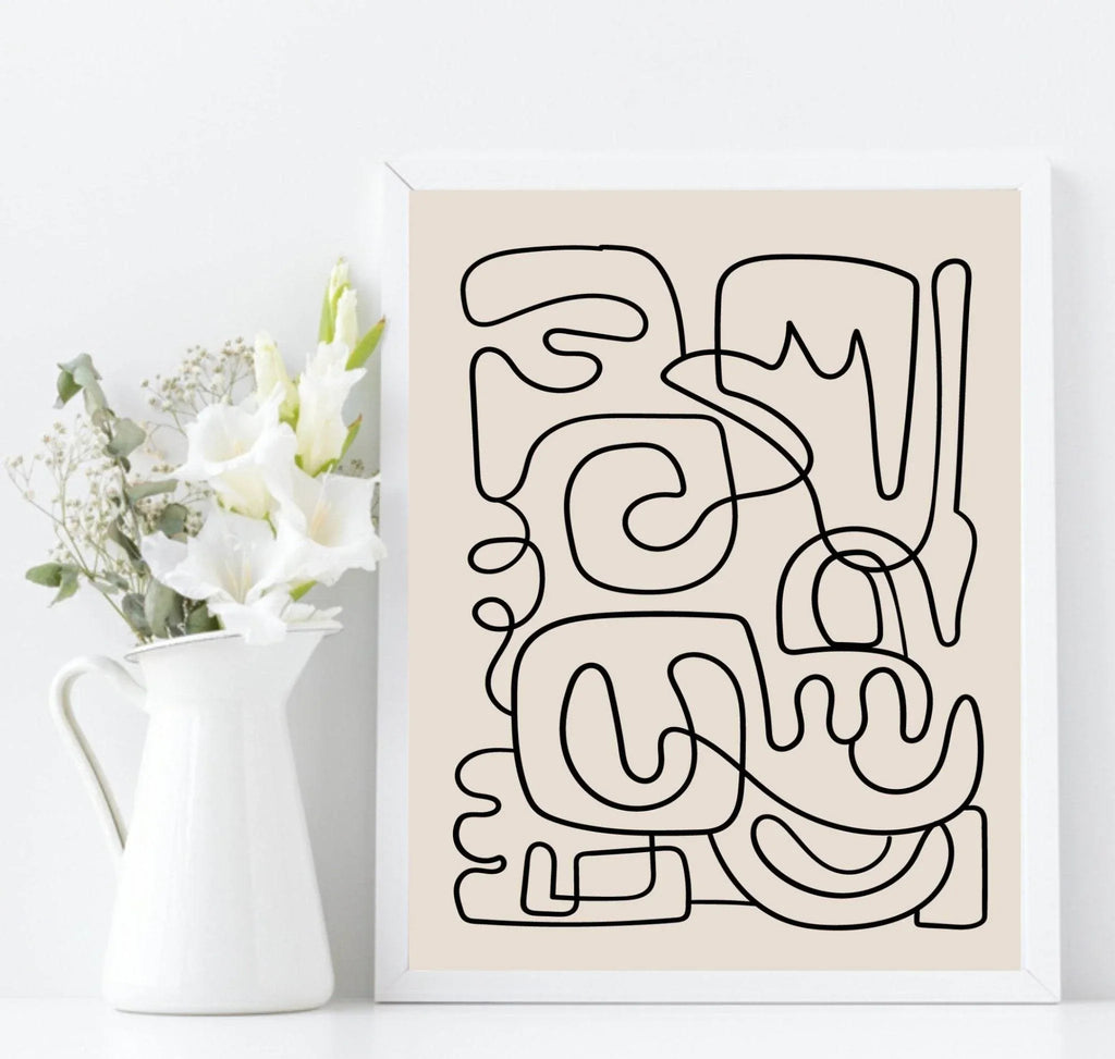 Abstract Maze Print | Monochrome Minimalist Wall Art - Larosier Prints