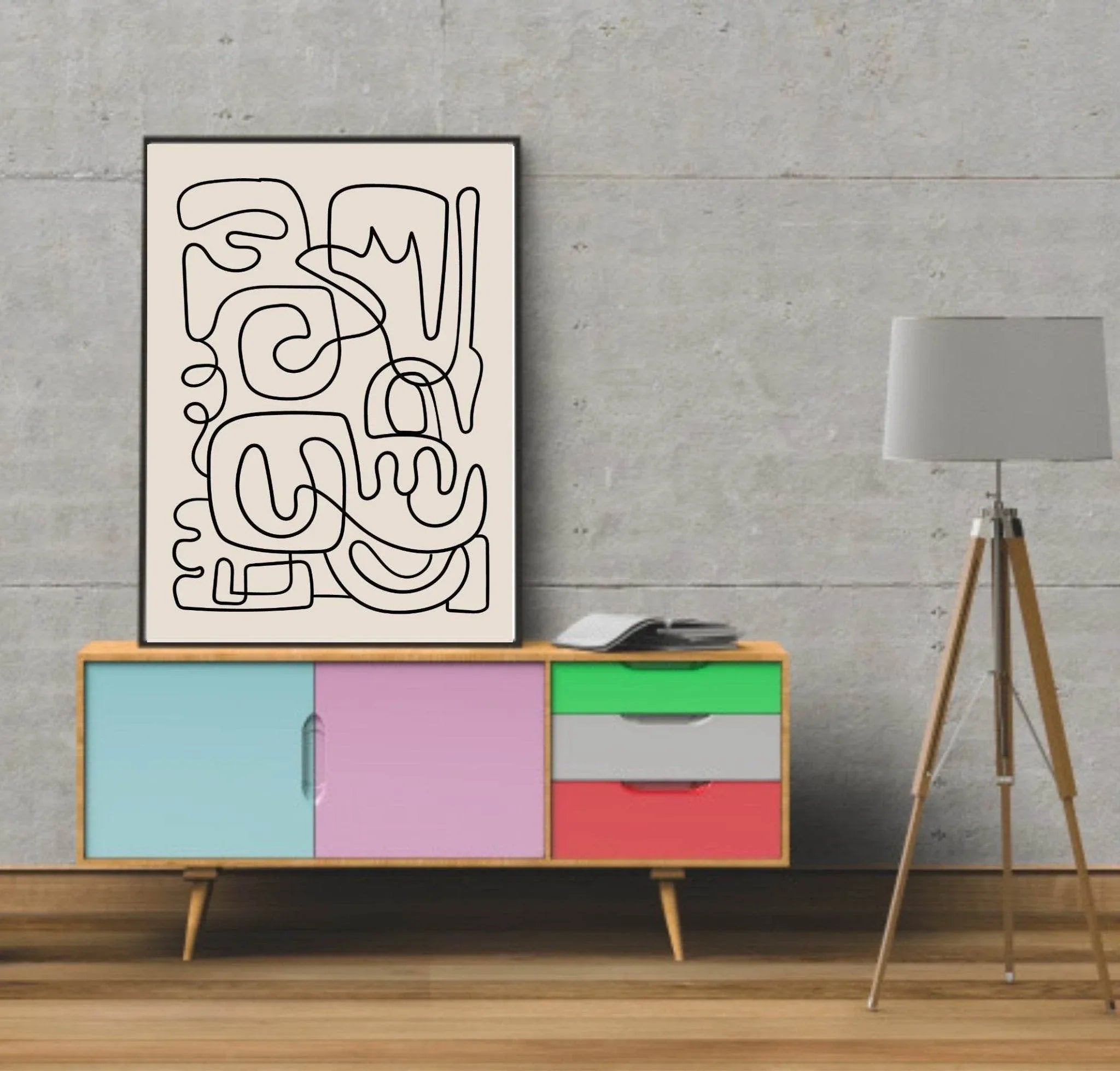Abstract Maze Print | Monochrome Minimalist Wall Art - Larosier Prints