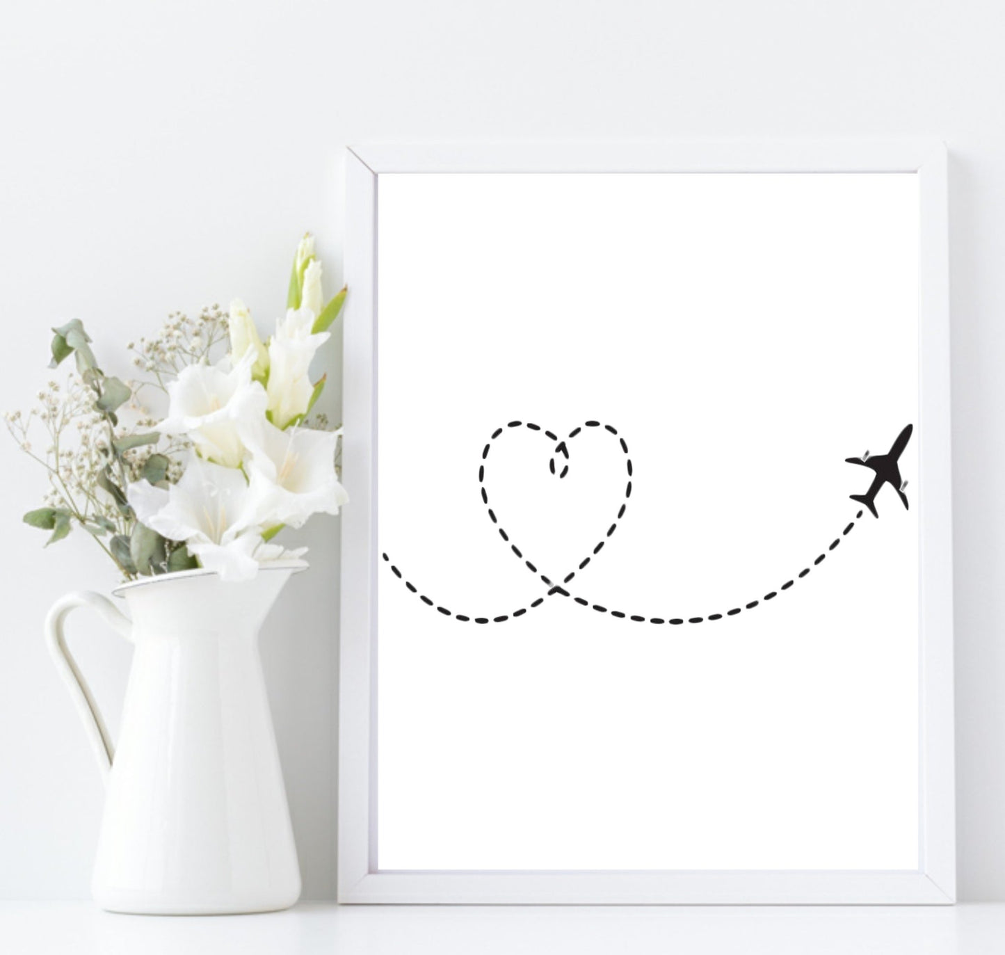 Aeroplane Love Line Art Print | Travel Wall Art