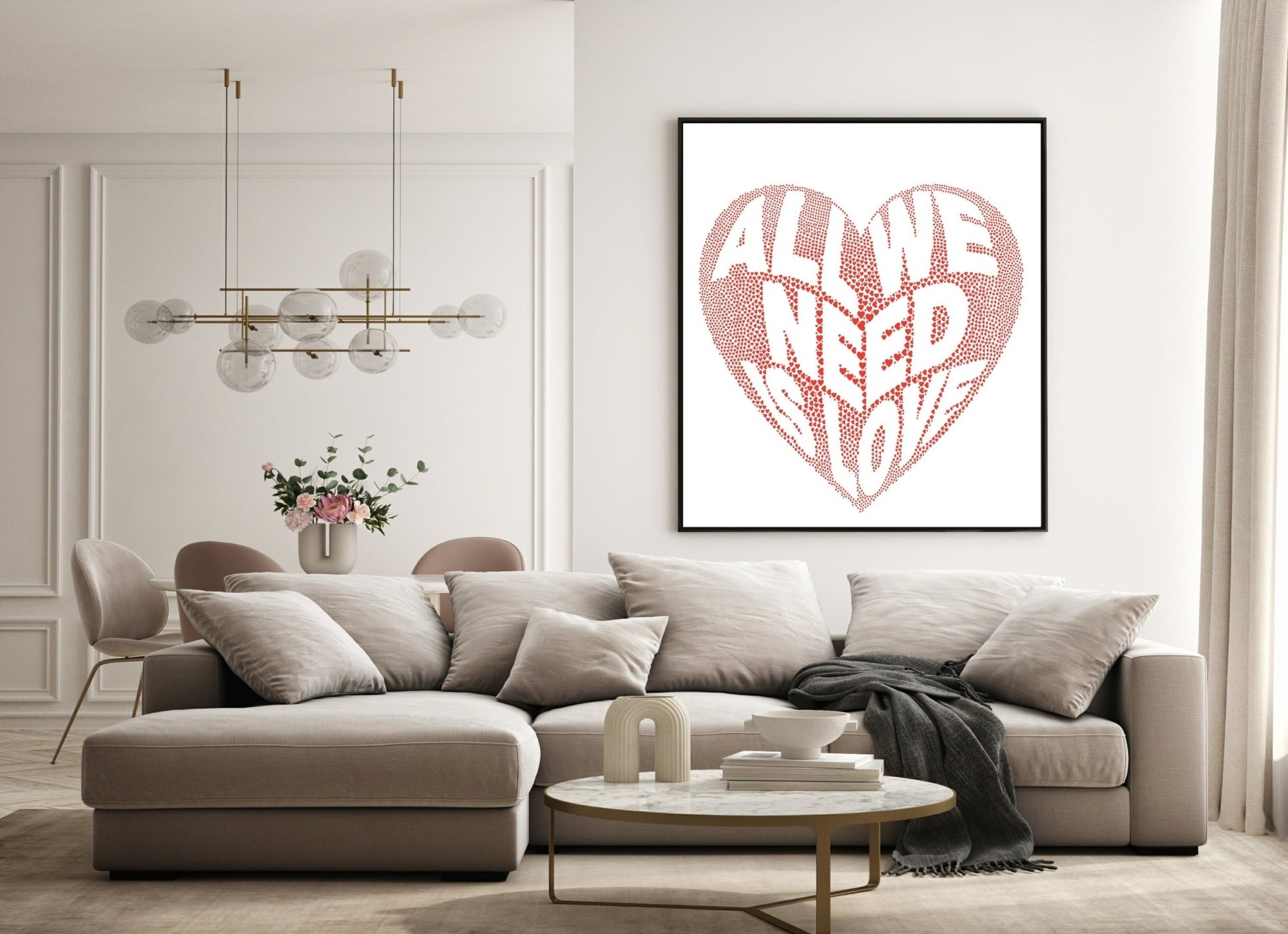 All We Need Is Love Print | Inspirational Family & Love Wall Art | Various Colour Options