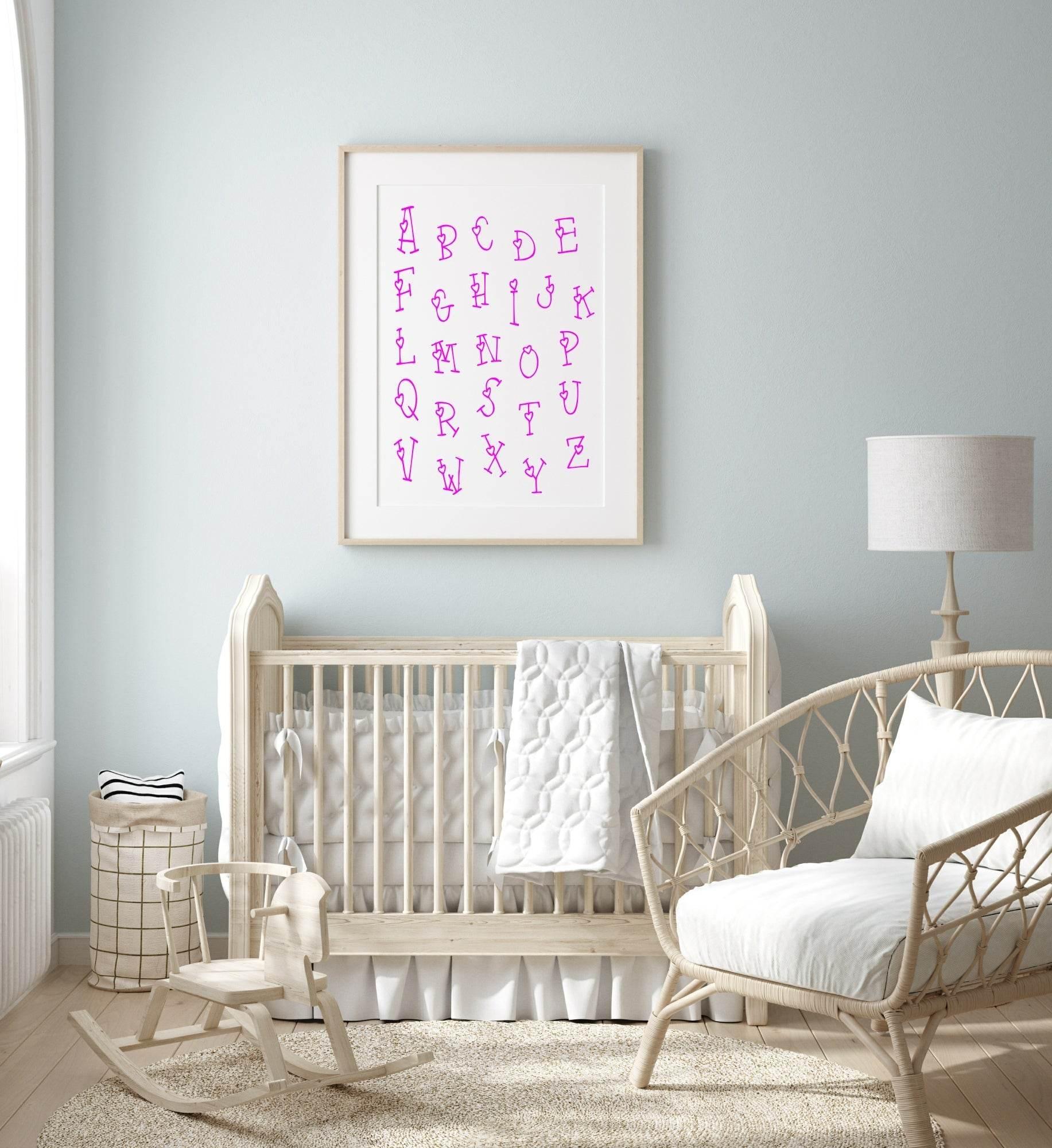 The Alphabet Hearts Print | Nursery Wall Art - Larosier Prints