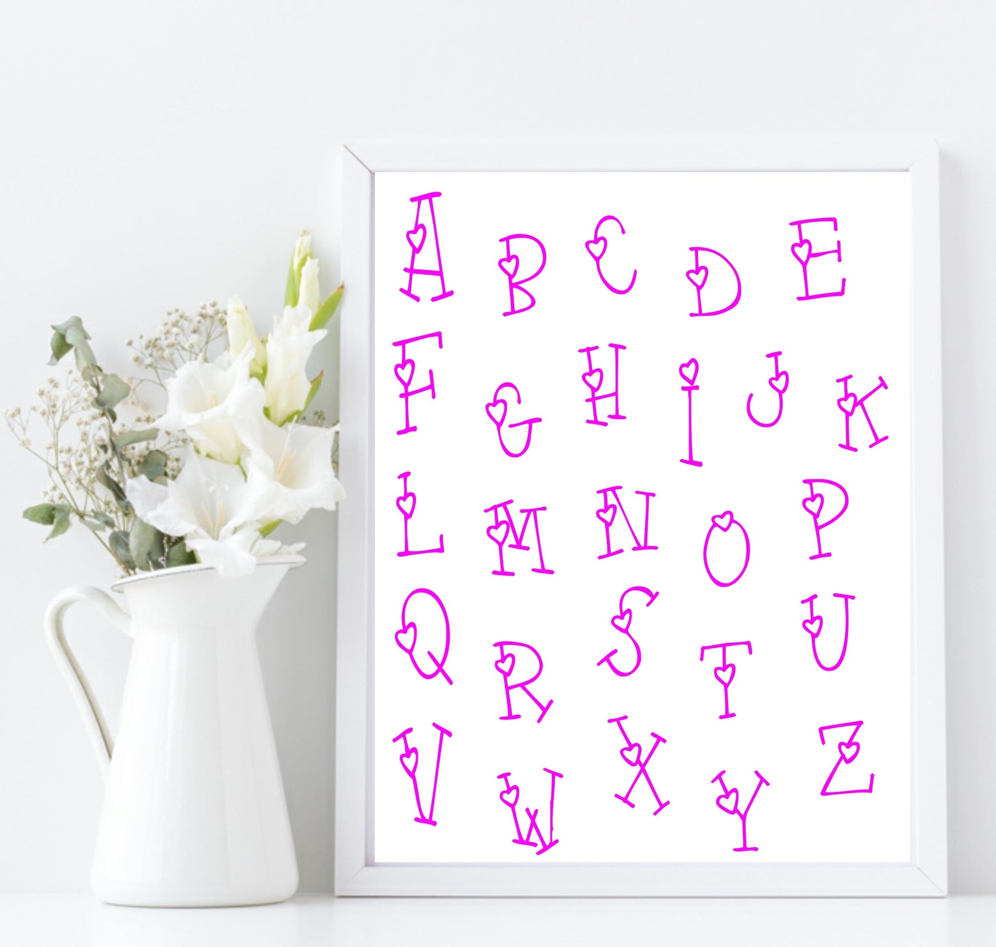 The Alphabet Hearts Print | Nursery Wall Art