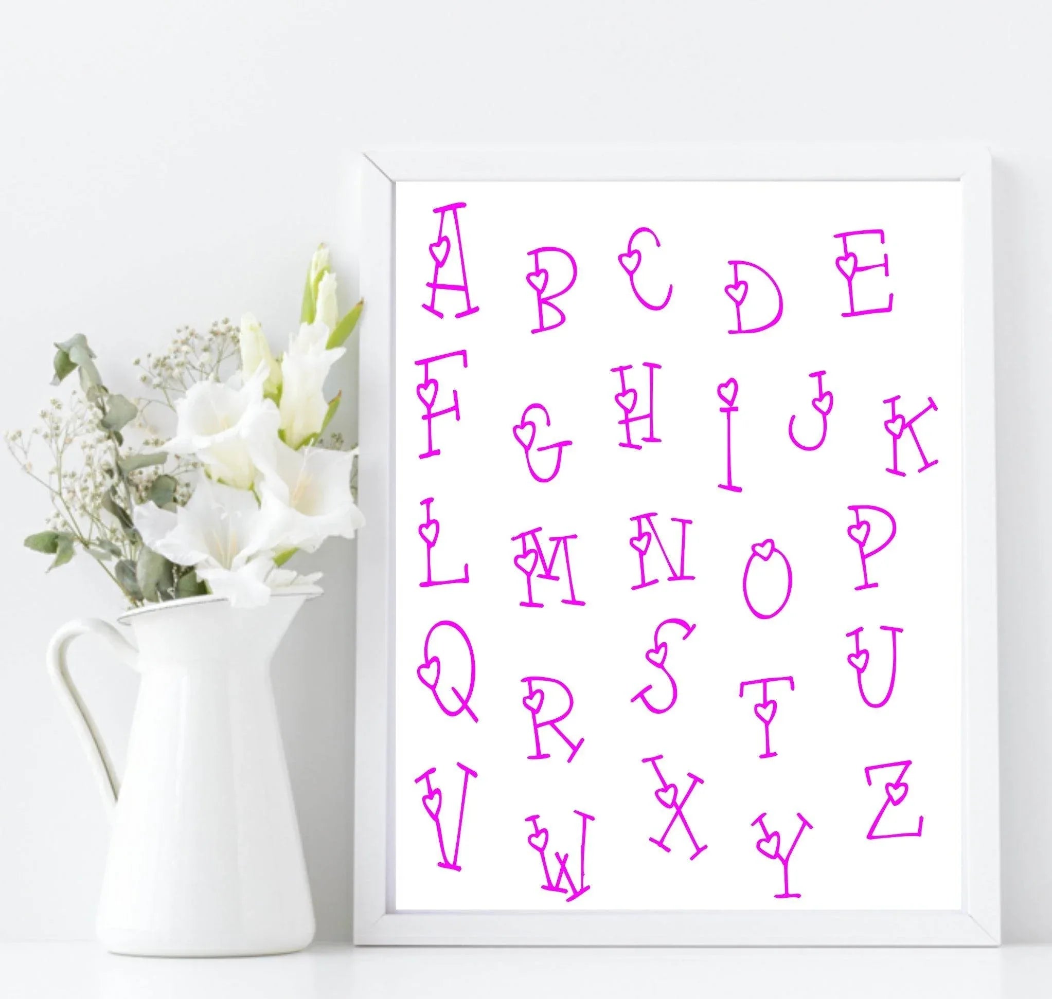 The Alphabet Hearts Print | Nursery Wall Art - Larosier Prints
