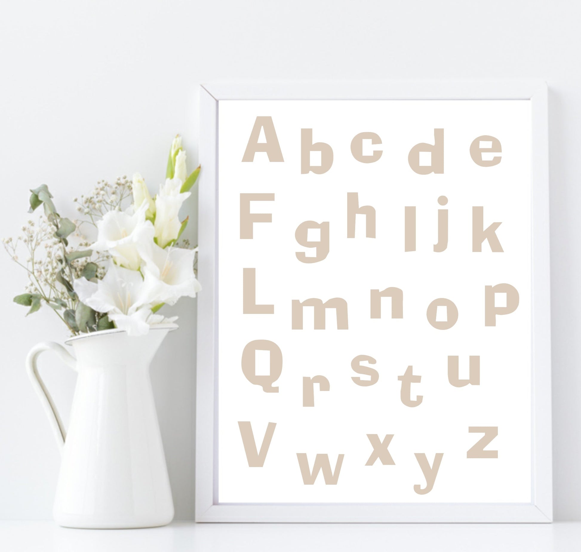 Alphabet Soup Print | Neutral Nursery Play Room Wall Art