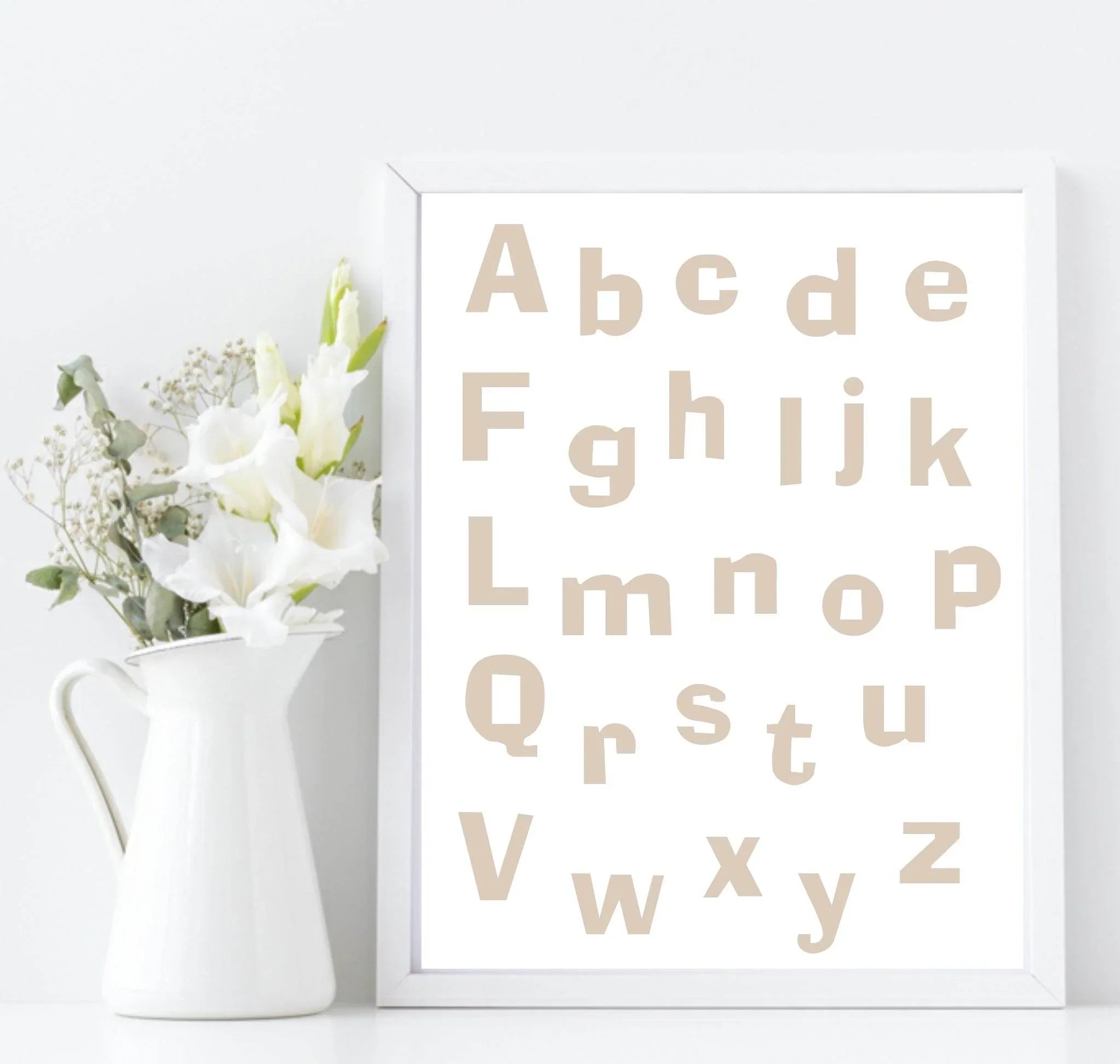 Alphabet Soup Print | Neutral Nursery Play Room Wall Art - Larosier Prints