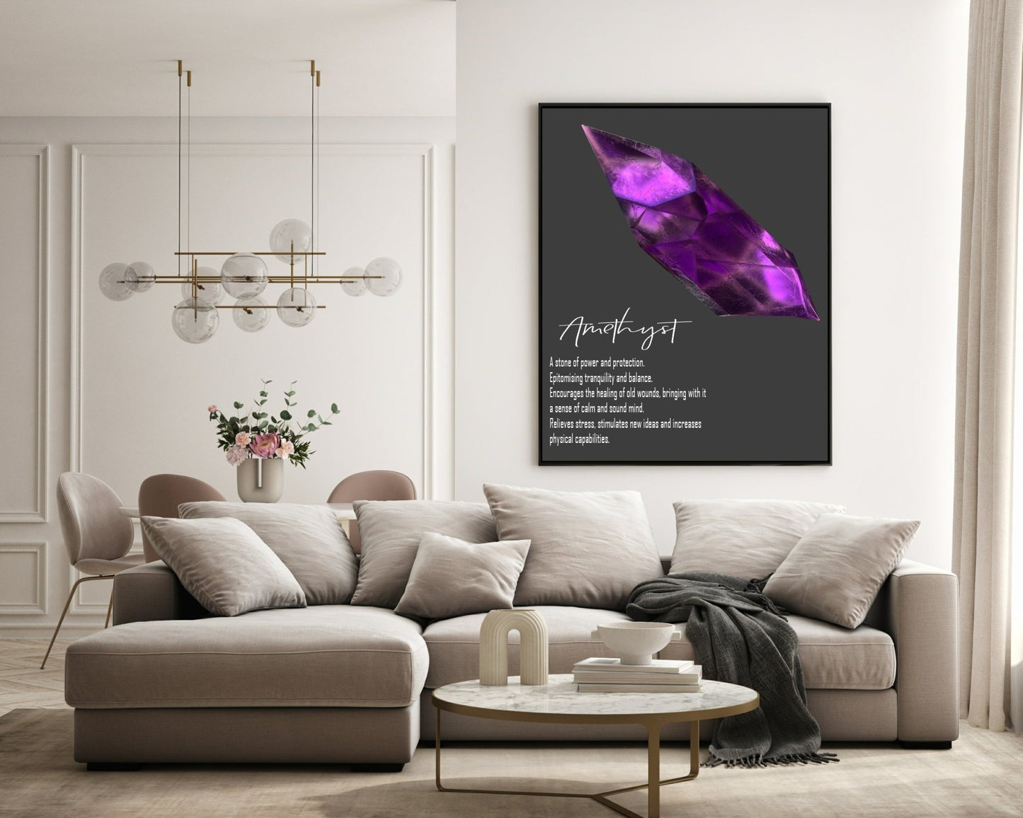 Amethyst Definition Print | Crystal Gem Stone Wall Art | Light or Dark Background