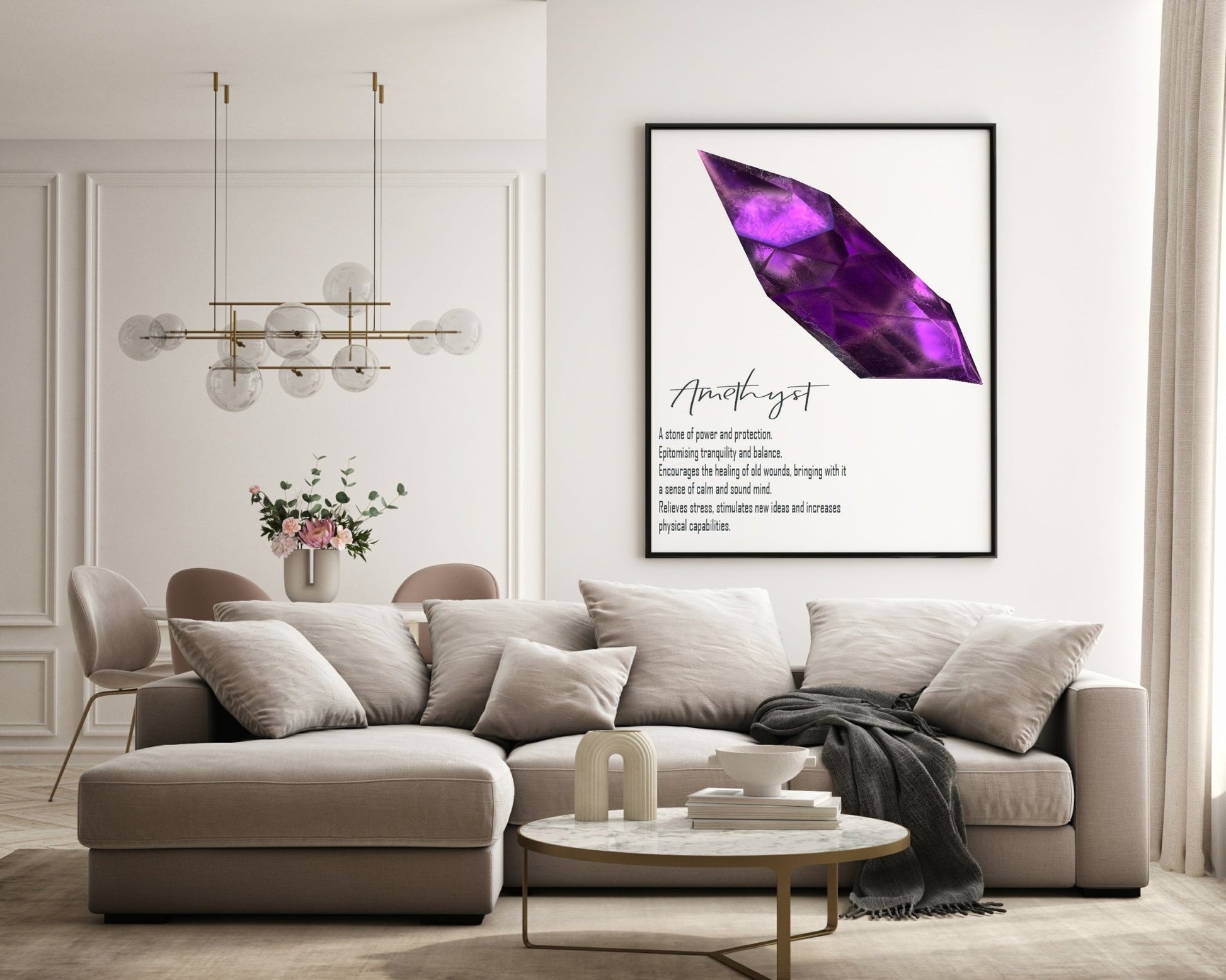 Amethyst Definition Print | Crystal Gem Stone Wall Art | Light or Dark Background