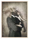 Anthropomorphism Collection Prints | Vintage Style | Animals Dressed Like Humans | Elephant, Dog, Wolf, Lion, Bird - Larosier Prints