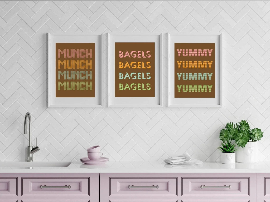 Bagels Bagels Bagels Print | Kitchen, Food & Drink Wall Art - Larosier Prints