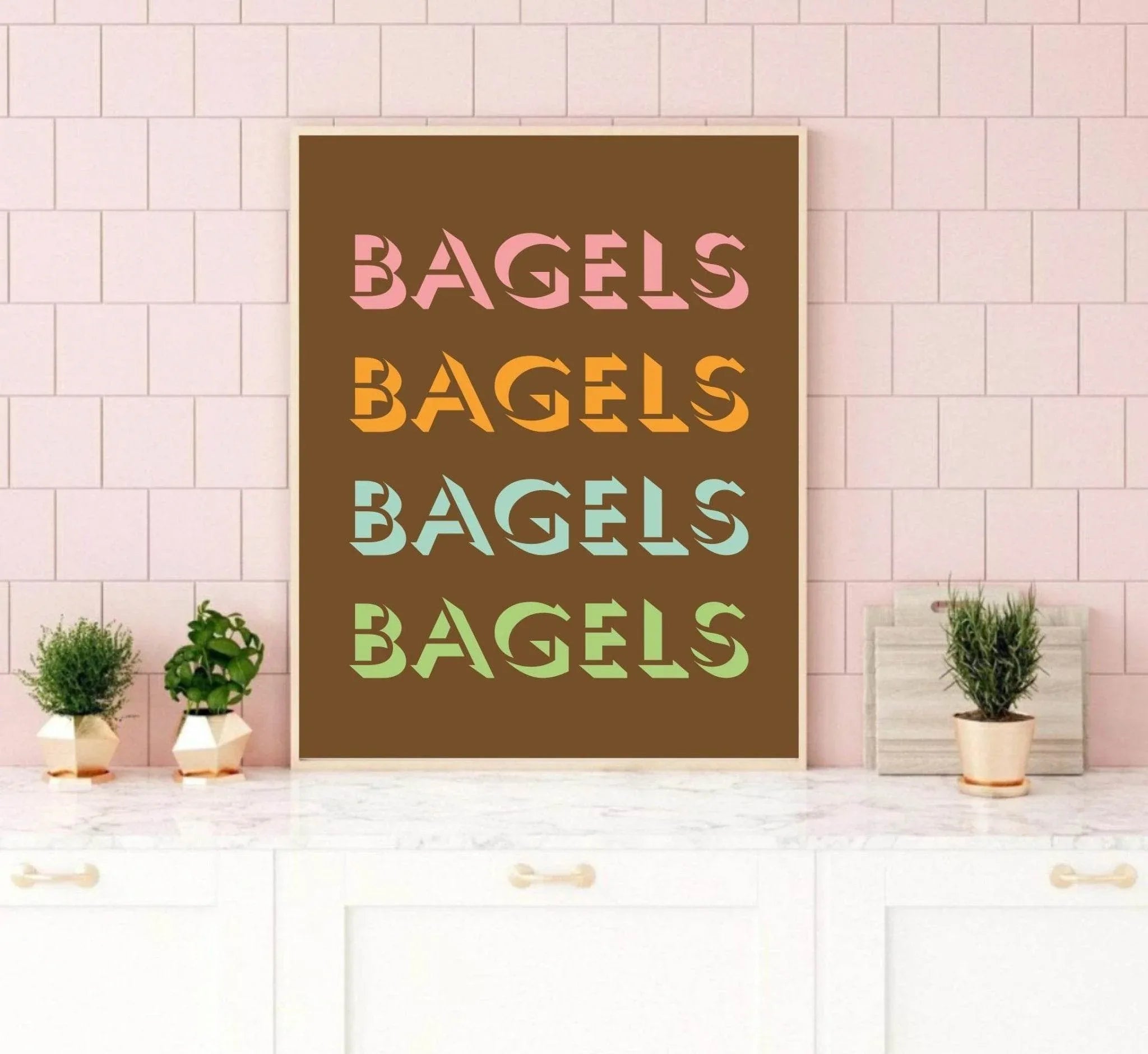 Bagels Bagels Bagels Print | Kitchen, Food & Drink Wall Art - Larosier Prints