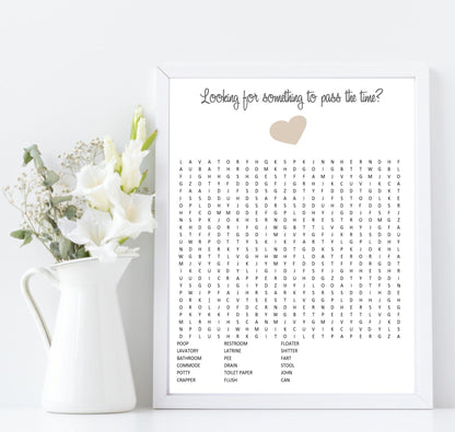 Bathroom Word Search Print | Toilet Humour Wall Art