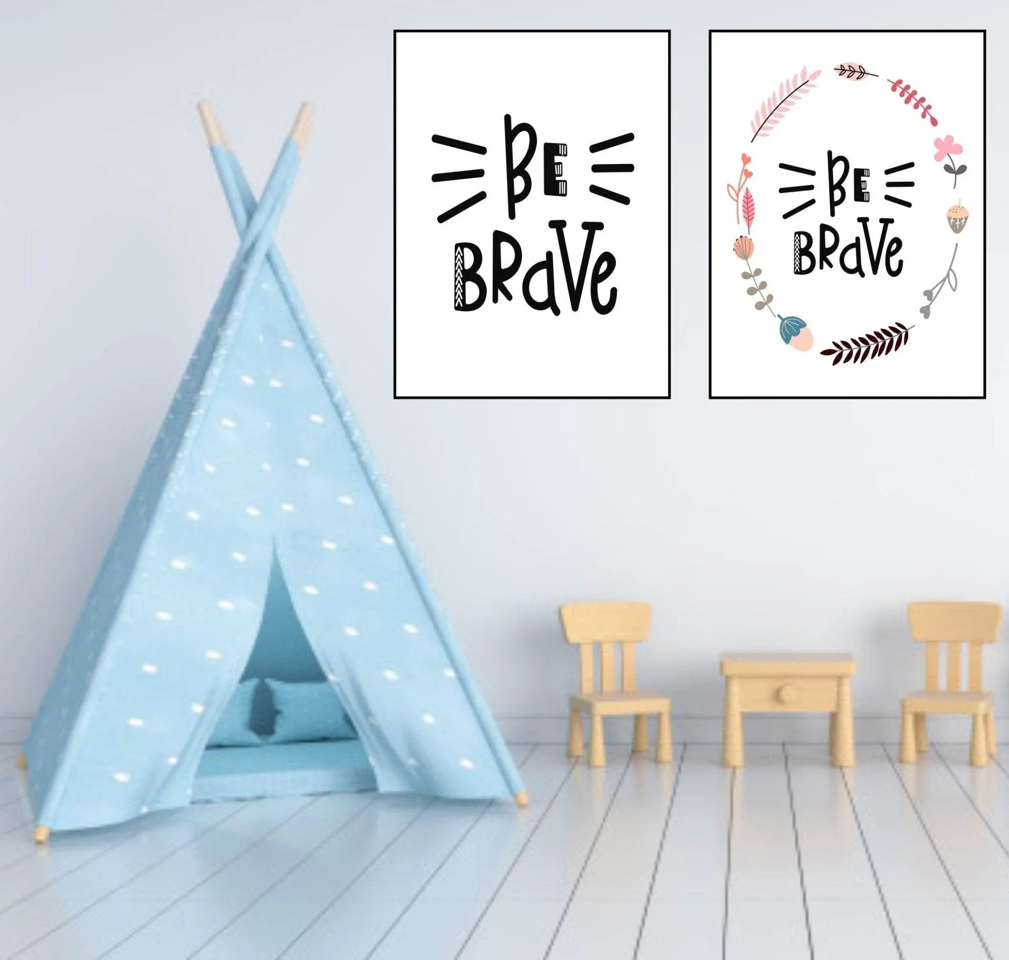Be Brave Print | Scandi Kids Wall Art - Larosier Prints