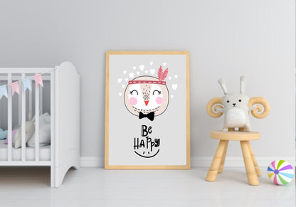 Be Happy Bird Print | Scandinavian inspired Wall Art