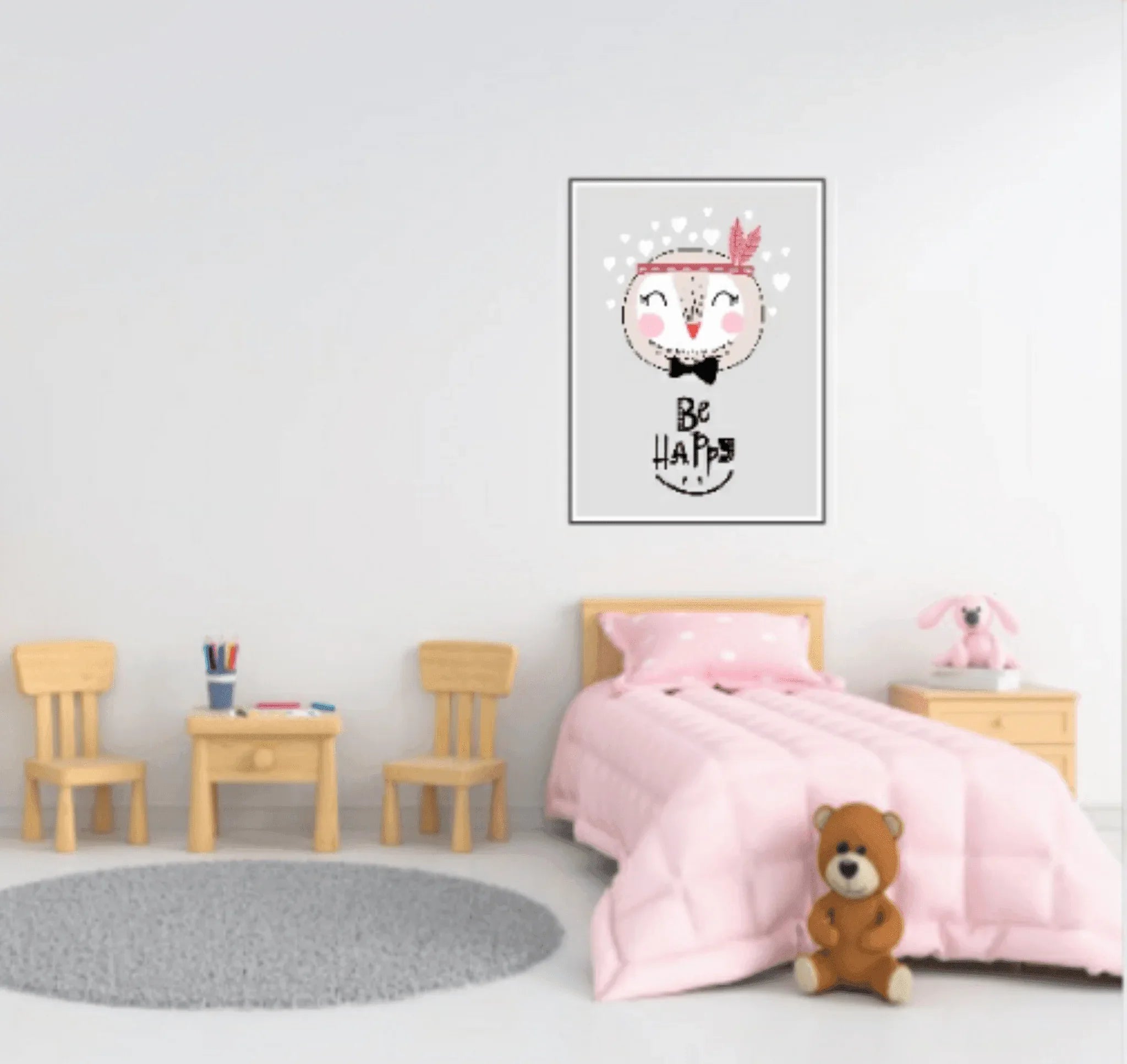 Be Happy Bird Print | Scandinavian inspired Wall Art - Larosier Prints