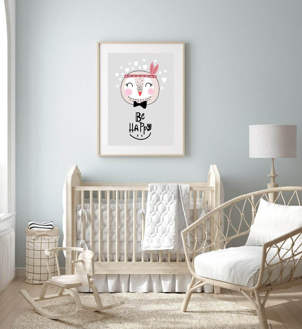 Be Happy Bird Print | Scandinavian inspired Wall Art - Larosier Prints