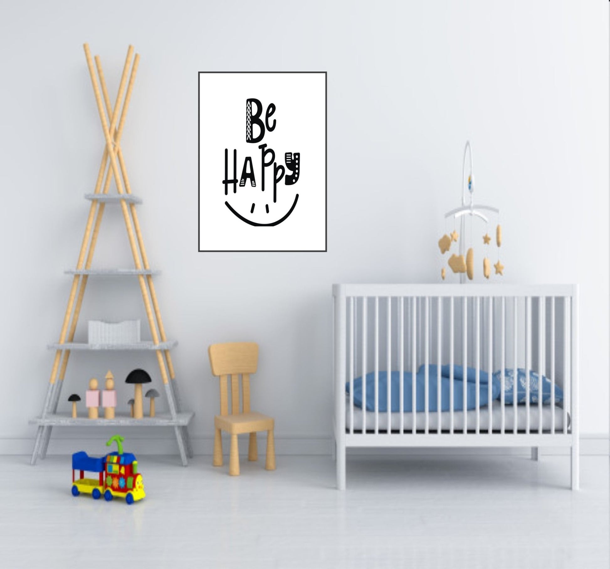 Be Happy Print | Scandinavian Inspired Wall Art