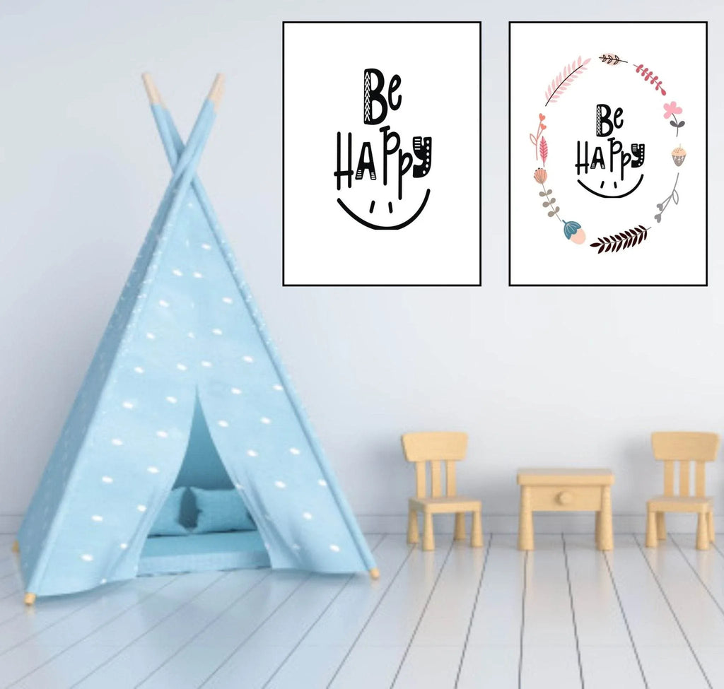 Be Happy Print | Scandinavian Inspired Wall Art - Larosier Prints