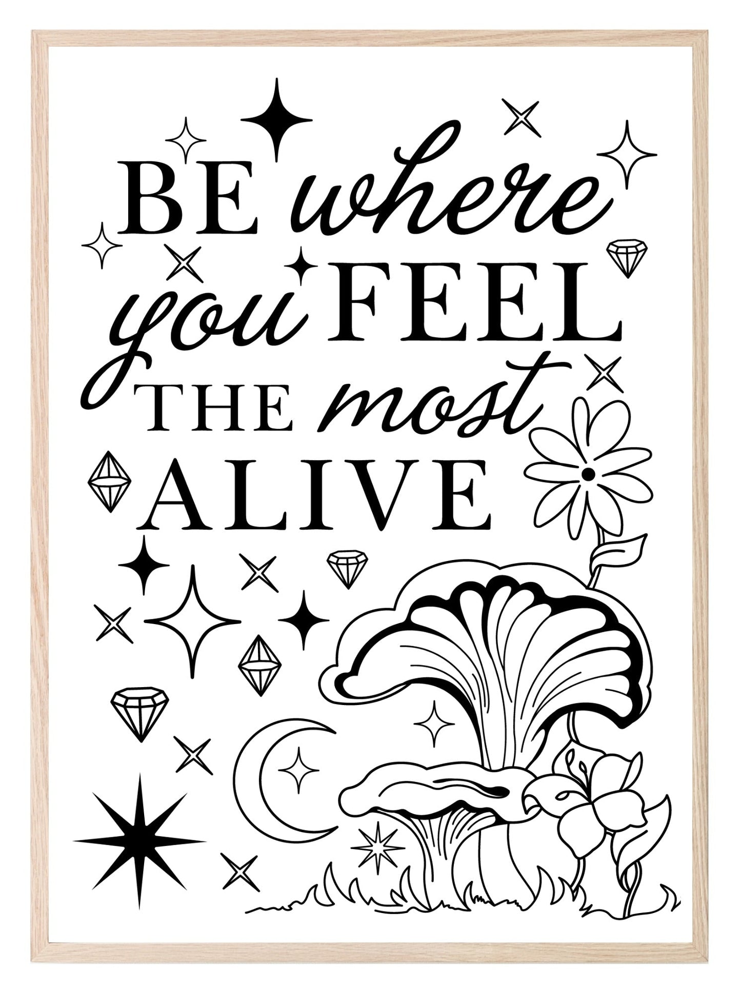 Be Where You Feel Most Alive Print | Inspirational Celestial Wall Art