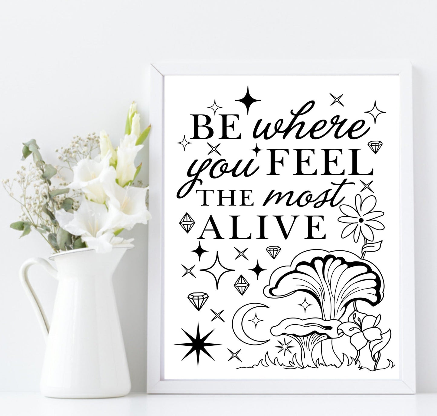 Be Where You Feel Most Alive Print | Inspirational Celestial Wall Art