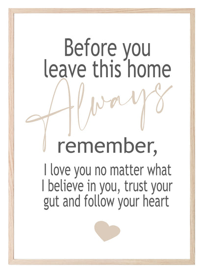 Before You Leave Home Rules Print | Family Wall Art | Customisable