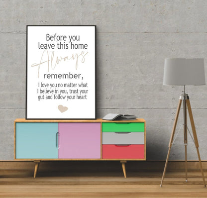 Before You Leave Home Rules Print | Family Wall Art | Customisable