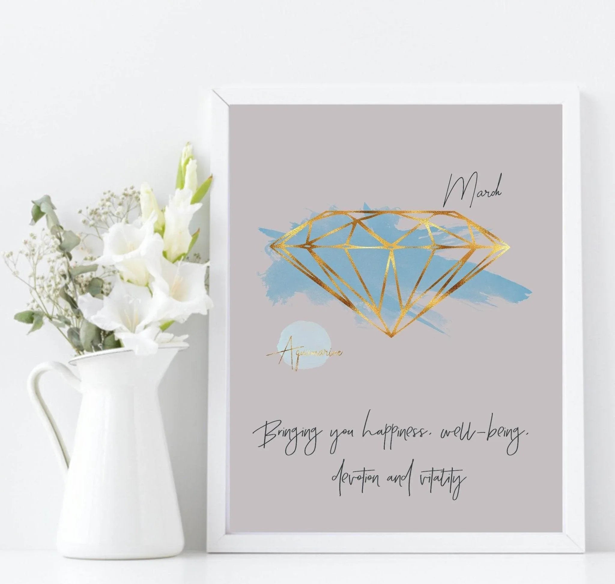 Birthstone Print | Every Month Of The Year | Birthday Gemstone Wall Art - Larosier Prints