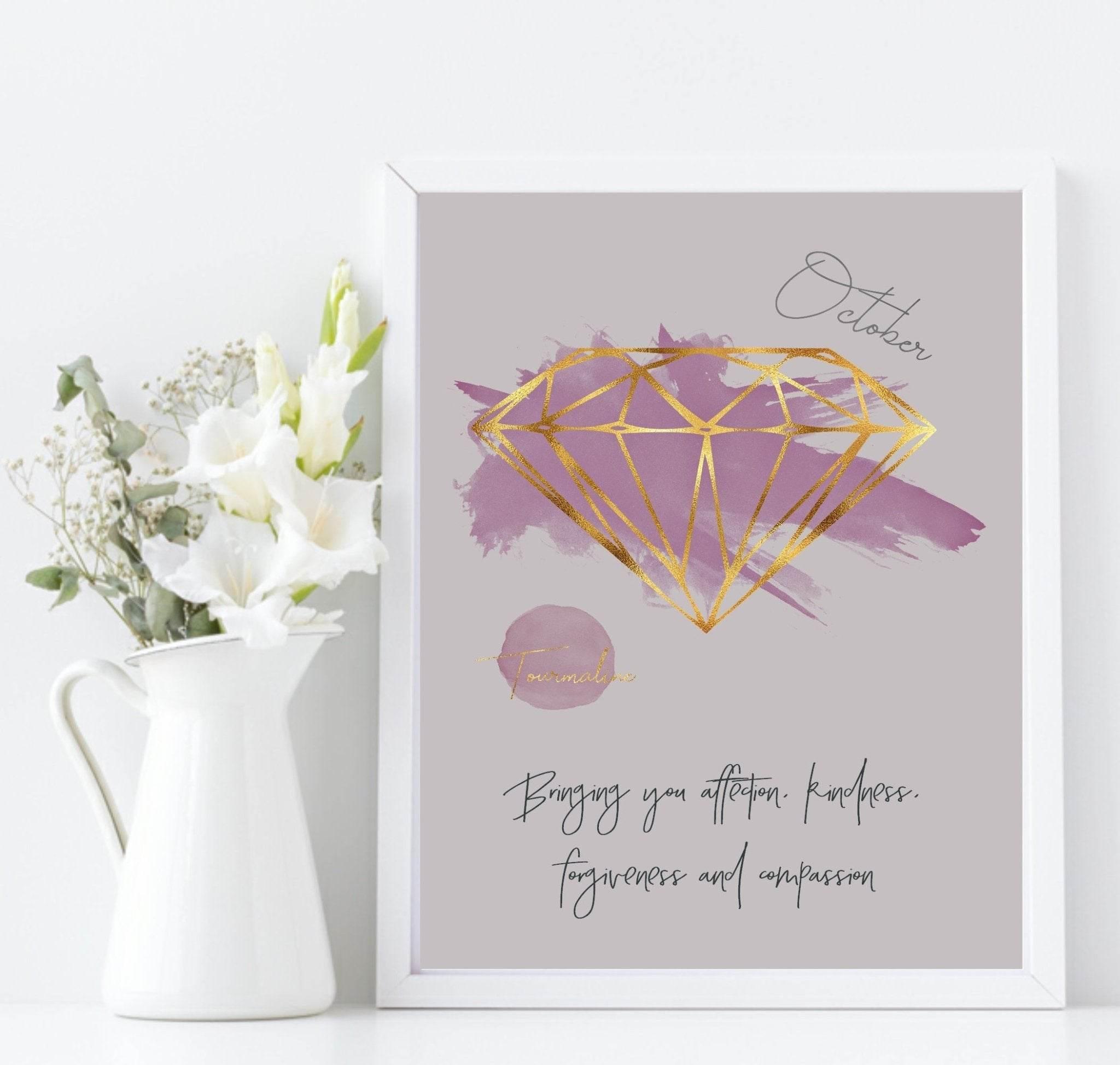 Birthstone Print | Every Month Of The Year | Birthday Gemstone Wall Art - Larosier Prints