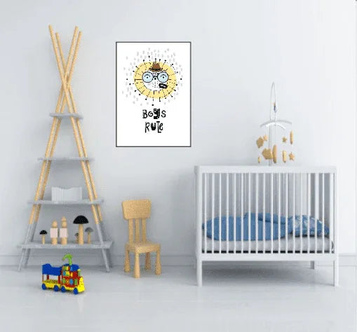 Boys Rule Lion Print | Scandinavian Inspired Kids Wall Art - Larosier Prints