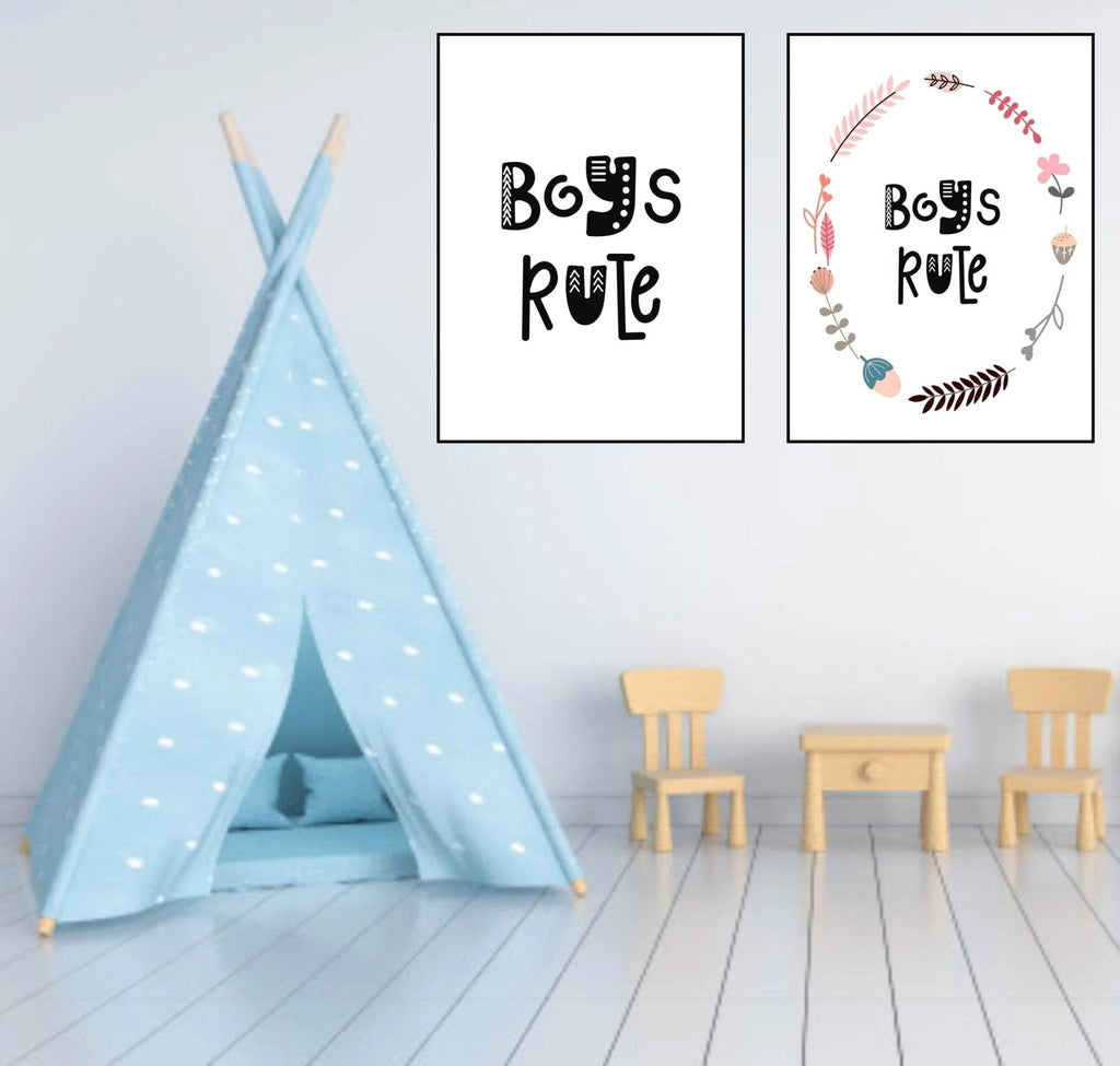 Boys Rule Print | Scandinavian Inspired Kids Wall Art - Larosier Prints