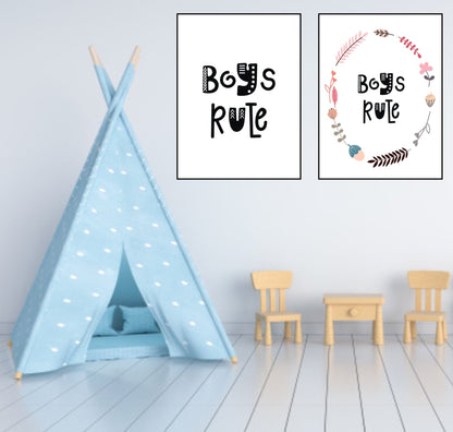 Boys Rule Print | Scandinavian Inspired Kids Wall Art