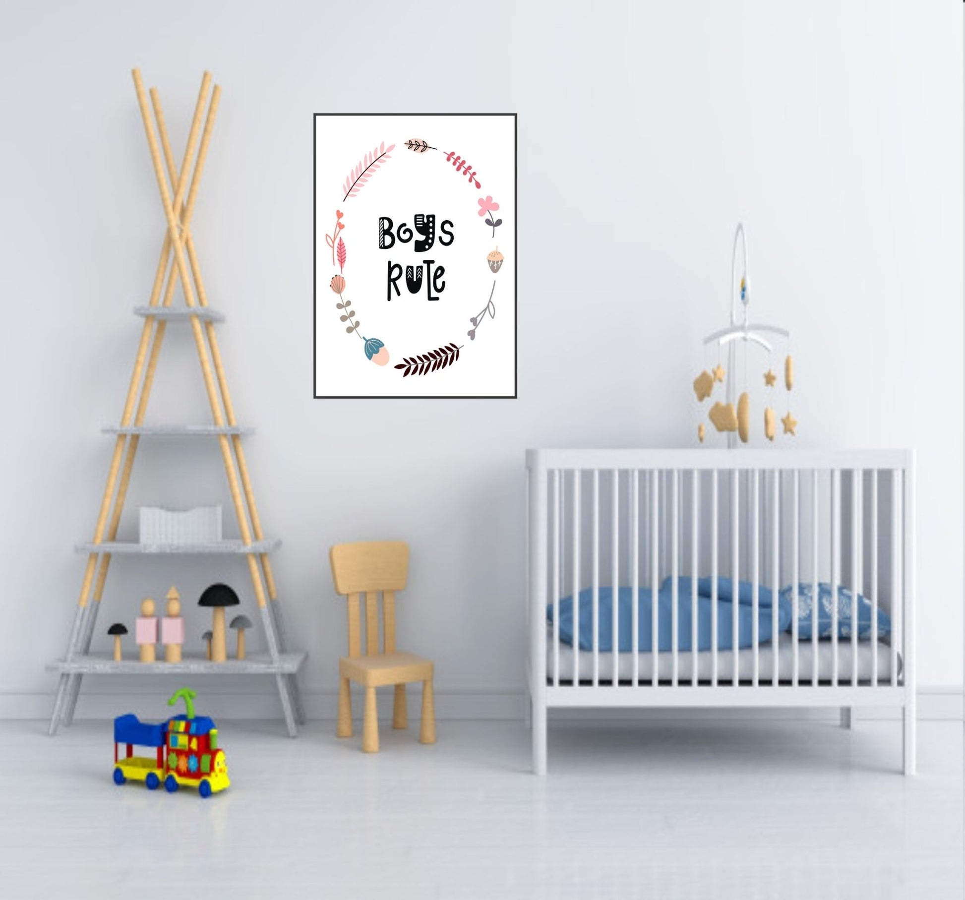 Boys Rule Print | Scandinavian Inspired Kids Wall Art