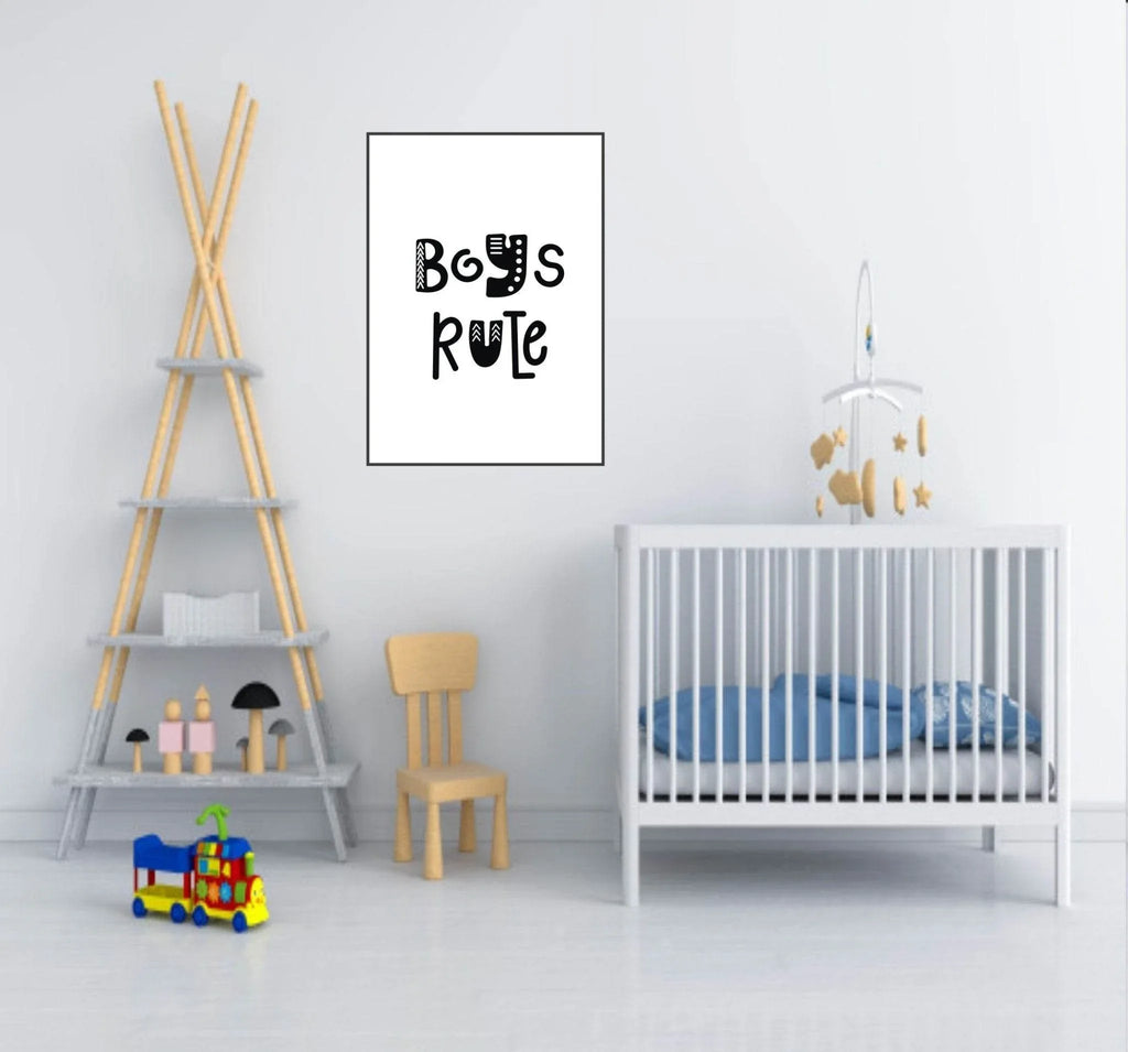 Boys Rule Print | Scandinavian Inspired Kids Wall Art - Larosier Prints
