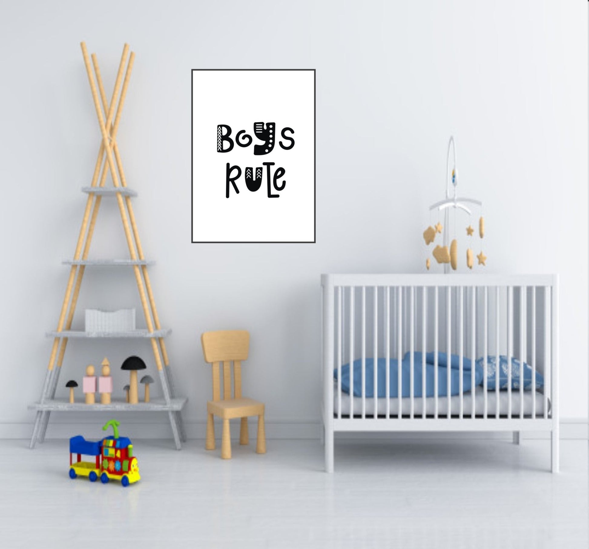 Boys Rule Print | Scandinavian Inspired Kids Wall Art