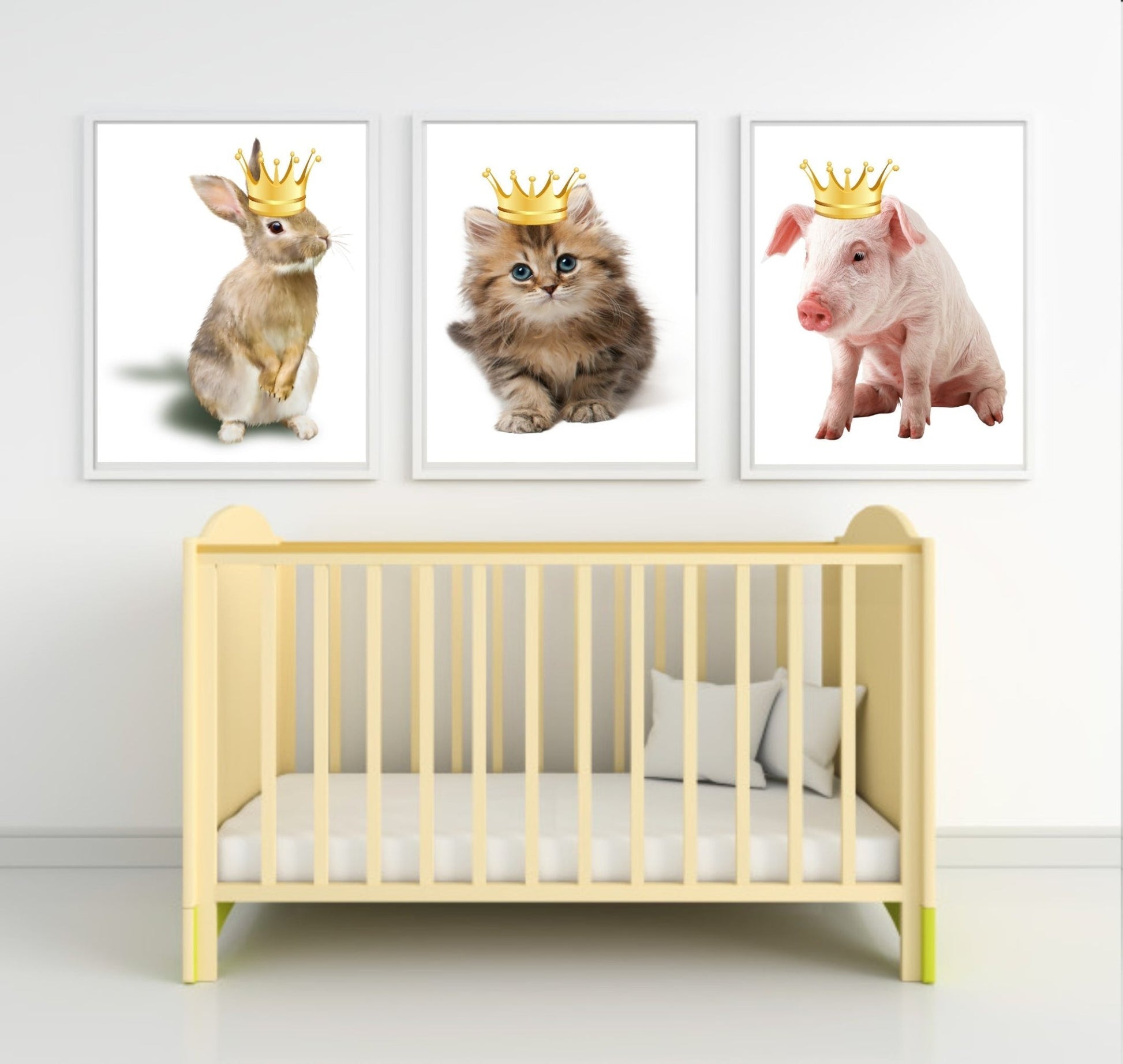 Bunny Rabbit With Gold Crown Print | Animal Wall Art