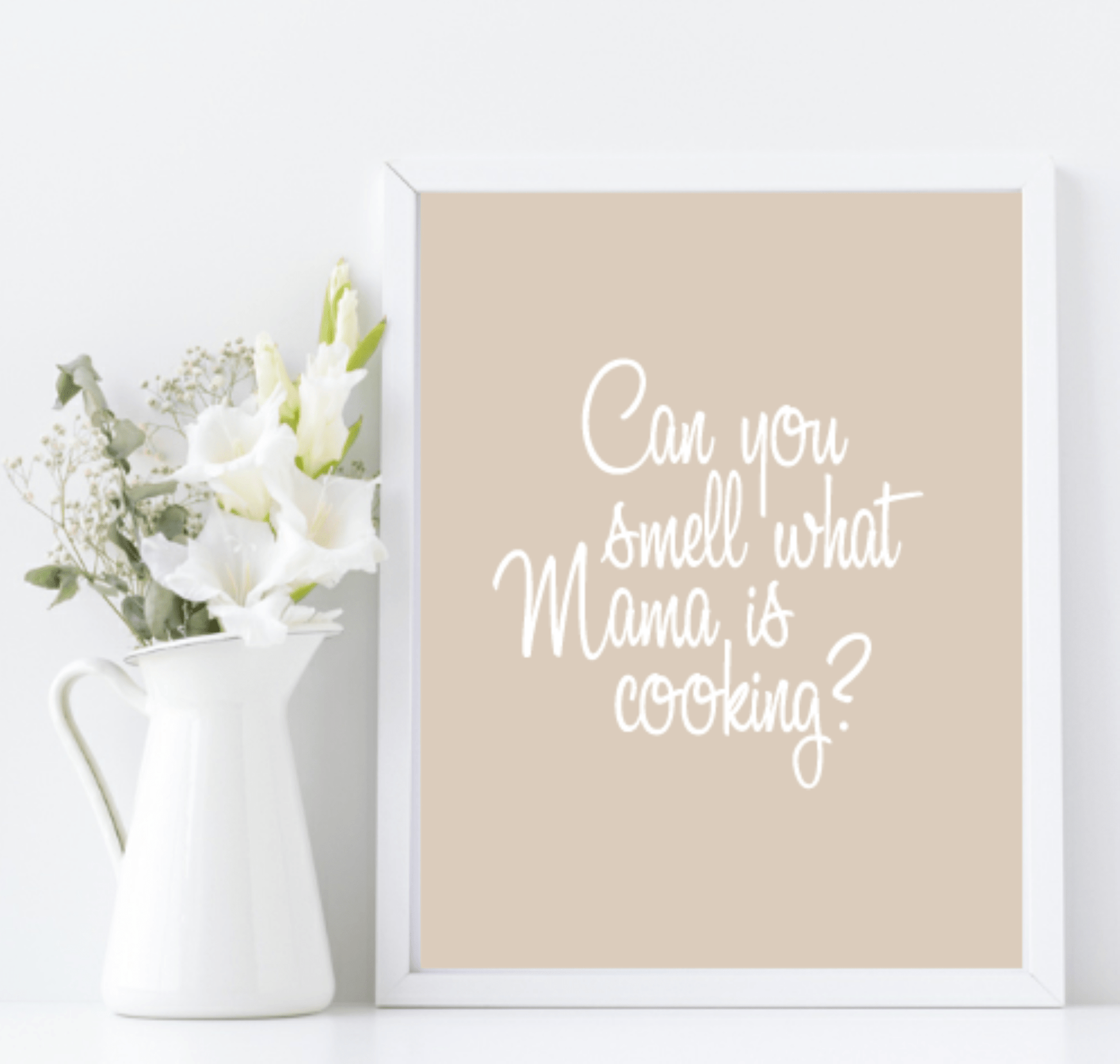 Can You Smell What Mama Is Cooking Print | fun Kitchen Wall Art | Customisable Beige