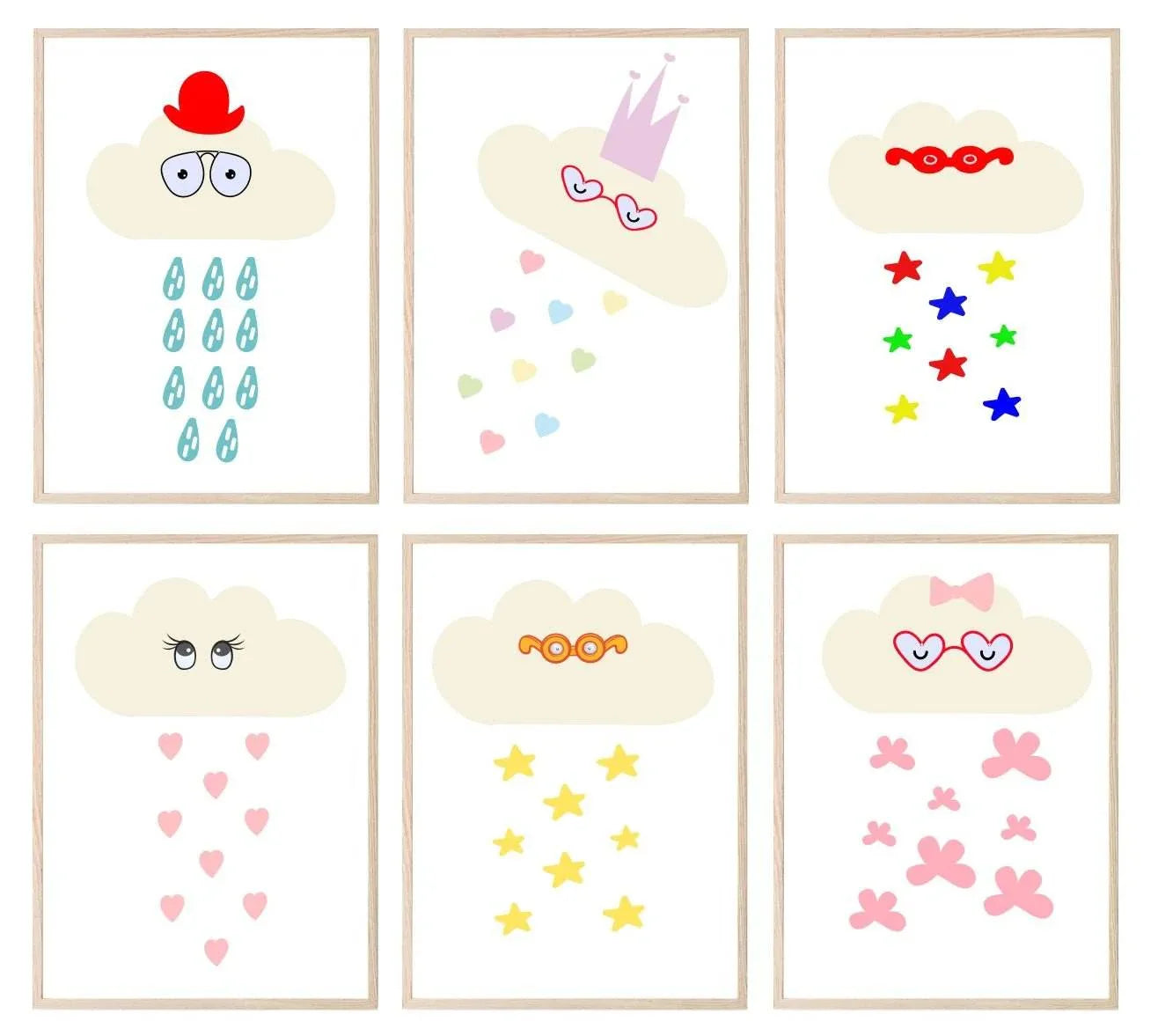 Character Clouds Print | Collection of Kids Wall Art - Larosier Prints