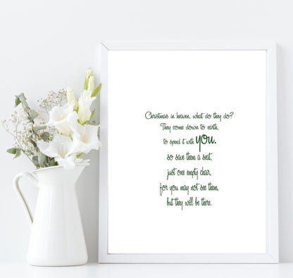 Christmas In Heaven Print | Remembering Loved Ones Wall Art | Customisable